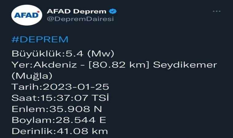 Ak­de­niz'de 5.4 bü­yük­lü­ğün­de dep­rem