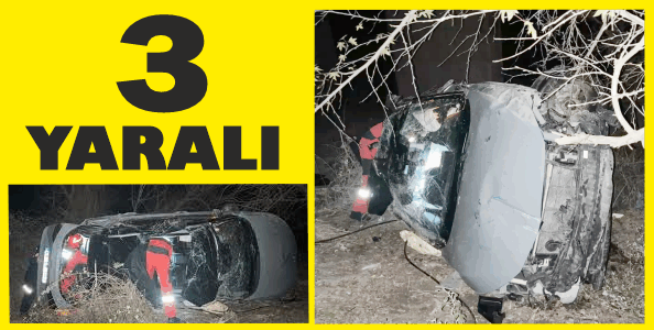 ŞARAMPOLE YUVARLANAN OTOMOBİLDE 3 KİŞİ YARALI
