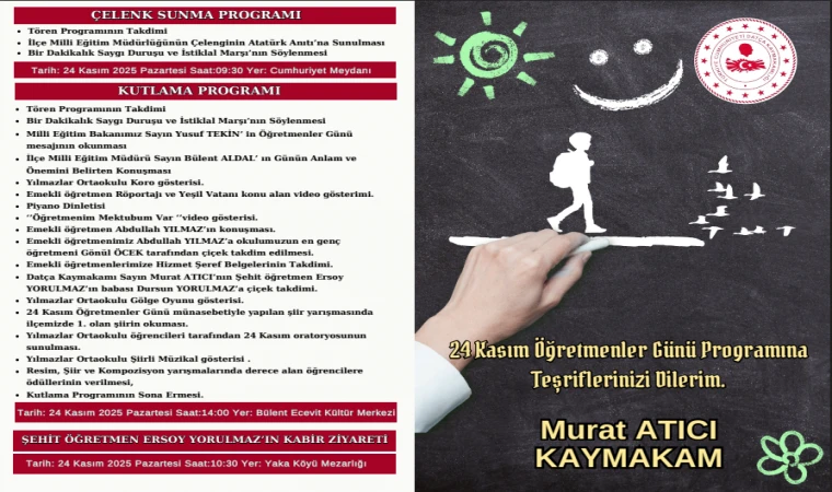 DATÇA’DA 24 KASIM ÖĞRETMENLER GÜNÜ PROGRAMI BELLİ OLDU