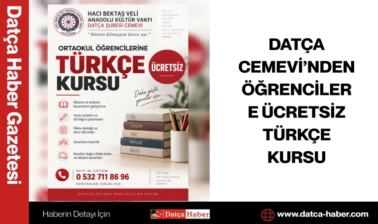 DATÇA CEMEVİ’NDEN ÖĞRENCİLERE ÜCRETSİZ TÜRKÇE KURSU