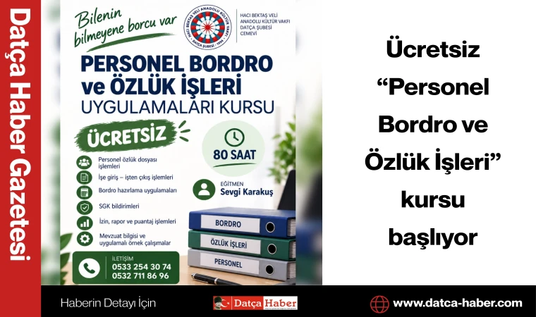 Ücretsiz “Personel Bordro ve Özlük İşleri” kursu başlıyor