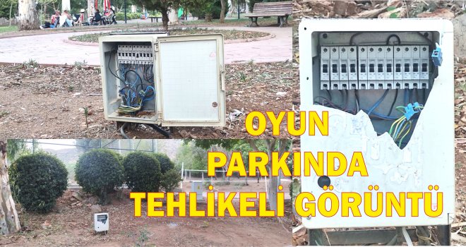  Oyun par­kın­da­ki kırık elekt­rik pa­no­la­rı teh­li­ke sa­çı­yor!