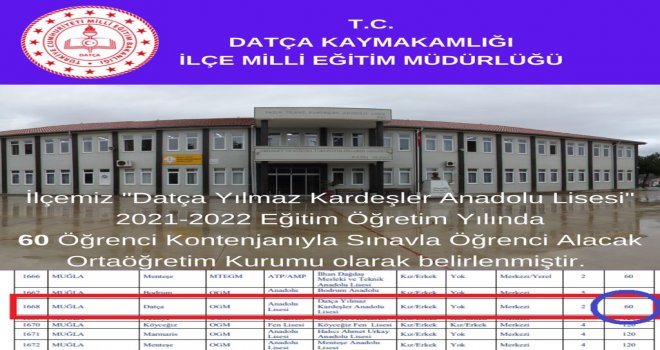  YIL­MAZ KAR­DEŞ­LER ANA­DO­LU LİSESİ ARTIK LGS İLE ÖĞ­RENCİ ALA­CAK