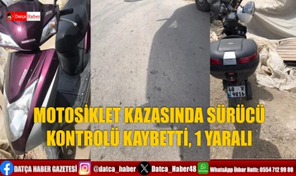 MOTOSİKLET KAZASINDA SÜRÜCÜ KONTROLÜ KAYBETTİ, 1 YARALI