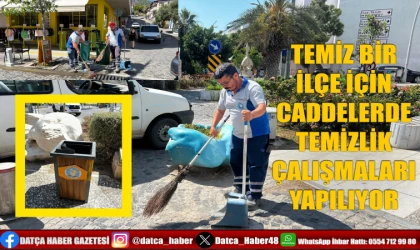 TEMİZ BİR İLÇE İÇİN CADDELERDE TEMİZLİK ÇALIŞMALARI YAPILIYOR