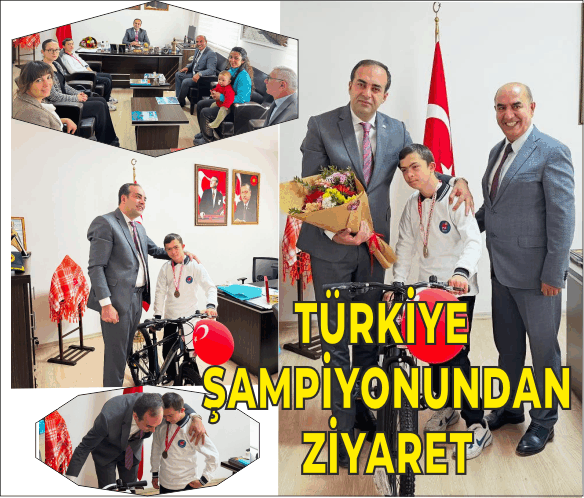 TÜRKİYE ŞAMPİYONU  AZİZ CAN AYDOĞAN, KAYMAKAM ATICI’YI ZİYARET ETTİ