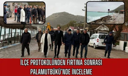 İLÇE PROTOKOLÜNDEN FIRTINA SONRASI PALAMUTBÜKÜ’NDE İNCELEME
