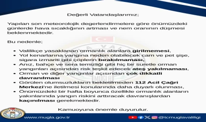 Muğla Valiliği’nden Yangın Uyarısı: Bir Hafta Boyunca Azami Dikkat Çağrısı