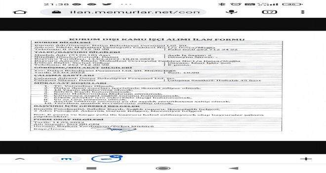Datça Belediyesi 5 İşçi Alacak