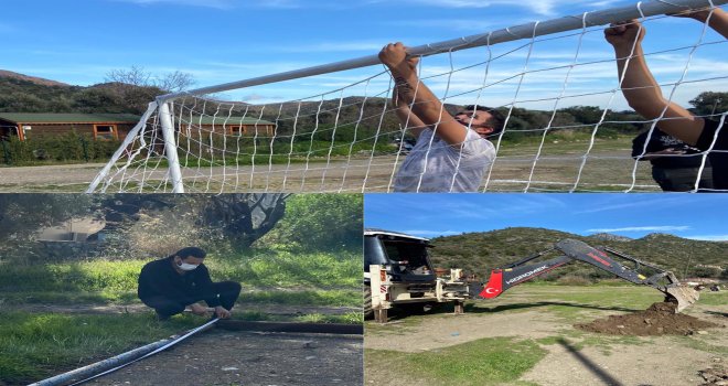DATÇA ÜLKÜ OCAKLARI ATIL DURUMDAKİ FUTBOL SAHASINI YENİLEDİ