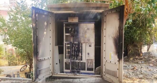 Datça'da elekt­rik tra­fo­su yandı