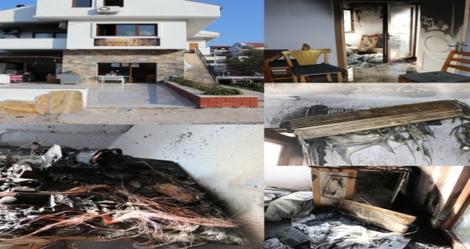 DATÇA'DA, TELEVİZYON ÜZERİNDE YANIK UNU­TU­LAN MUM­DAN YAN­GIN MEY­DA­NA GELDİ; 2 KİŞİ YA­RA­LAN­DI